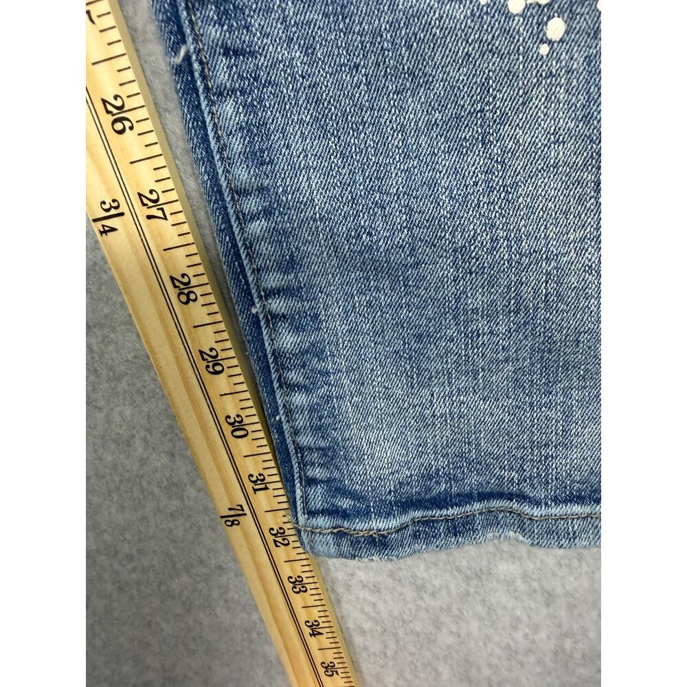 Copper Rivet Distressed Moto Mens Jeans Plaid Rip & Repair Light Blue 38x32 Slim - Picture 13 of 16